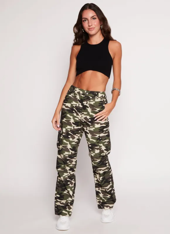 Poplin High Waist Cargo Pants sold by Rainbow
