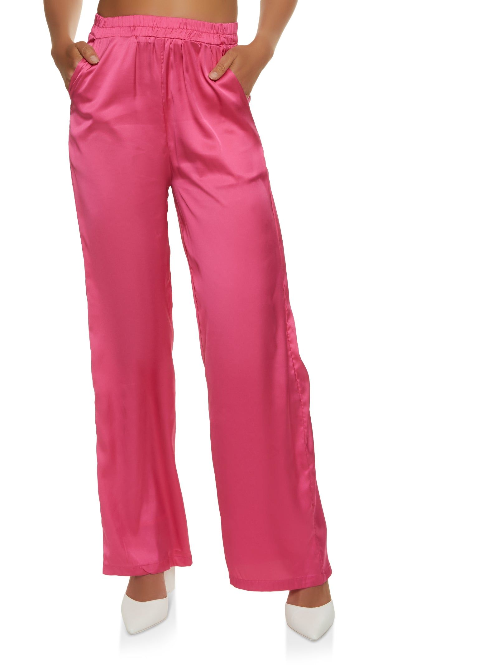 Satin High Waist Wide Leg Pants sold by Rainbow