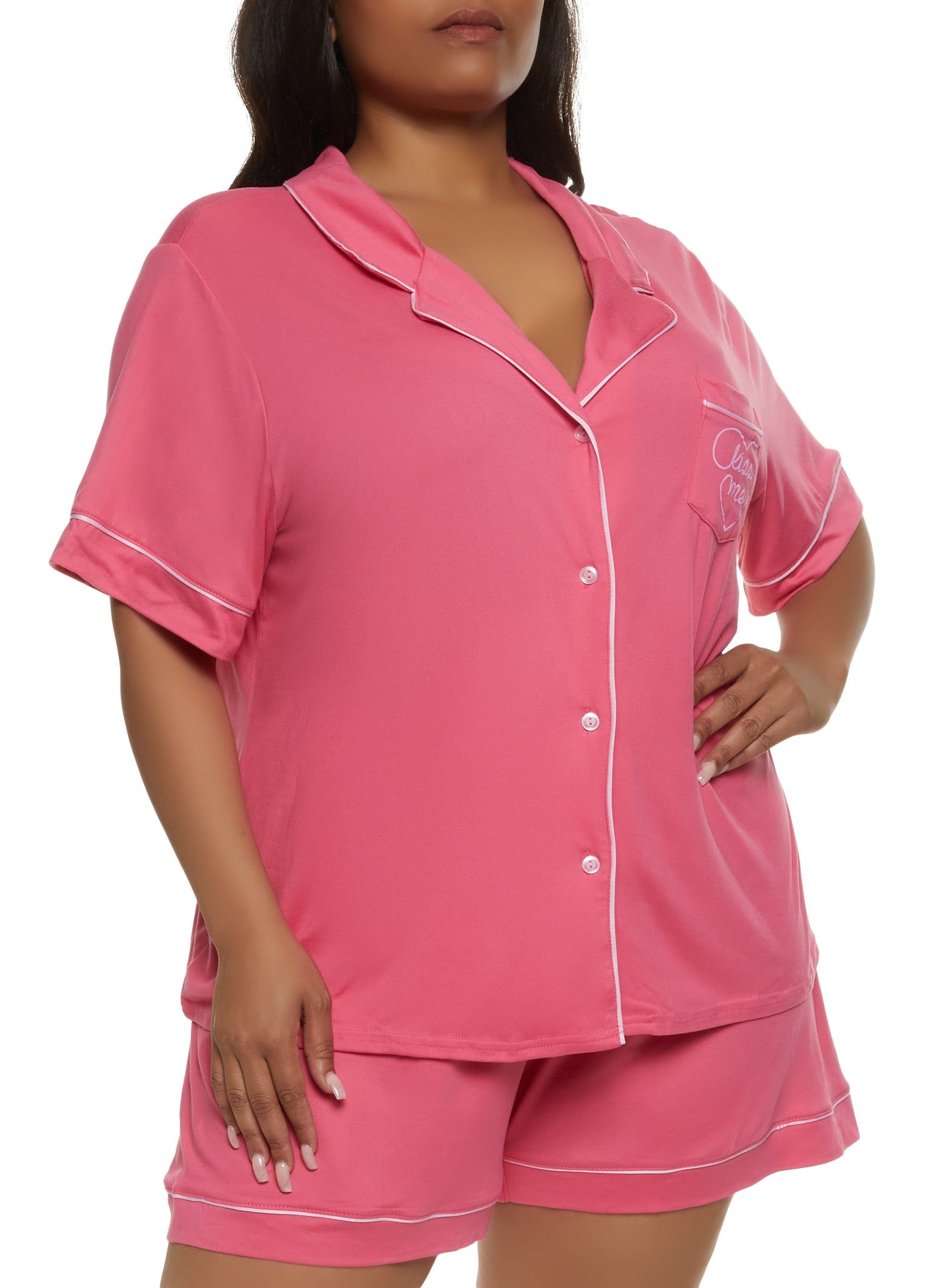 Plus Size Kiss Me Pajama Shirt and Shorts sold by Rainbow