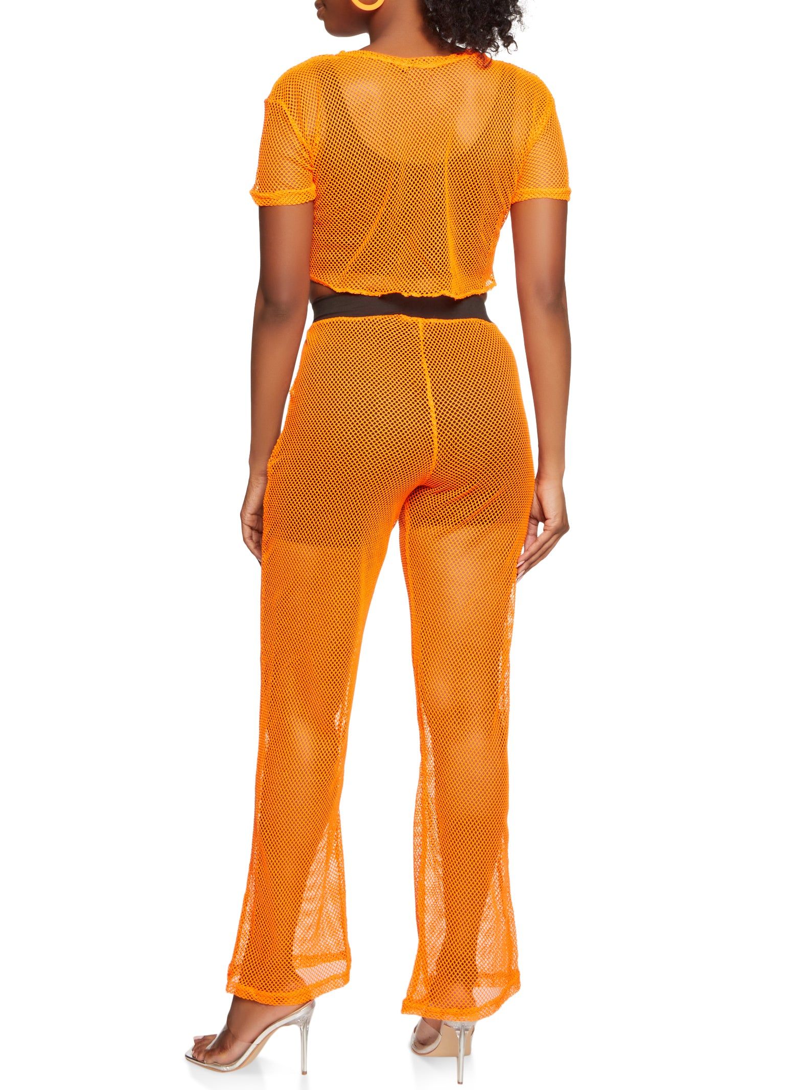 Fishnet Tie Front Crop Top and Pants Set sold by Rainbow product image thumbnail 2