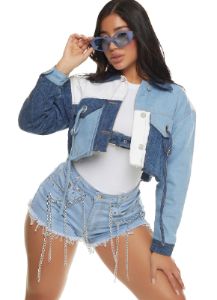 Patchwork Pocket Cropped Jean Jacket sold by Rainbow
