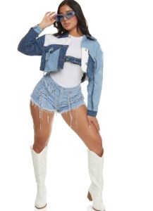 Patchwork Pocket Cropped Jean Jacket sold by Rainbow