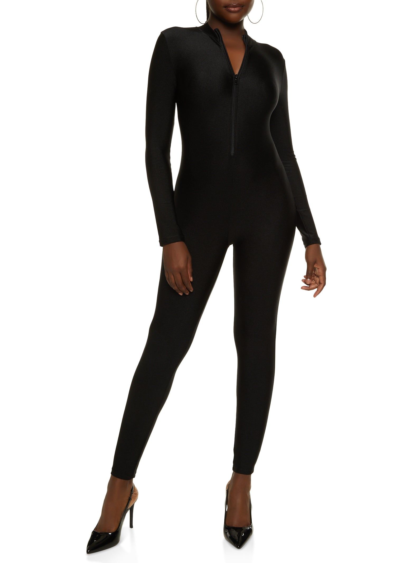 Solid Half Zip Catsuit sold by Rainbow