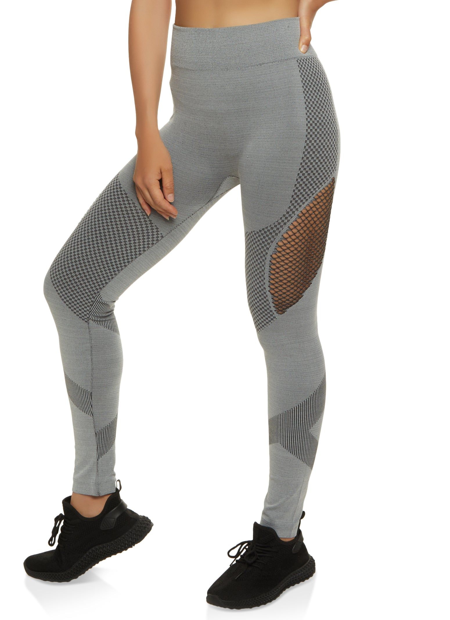 Textured Knit Fishnet Detail Leggings sold by Rainbow product image thumbnail 2