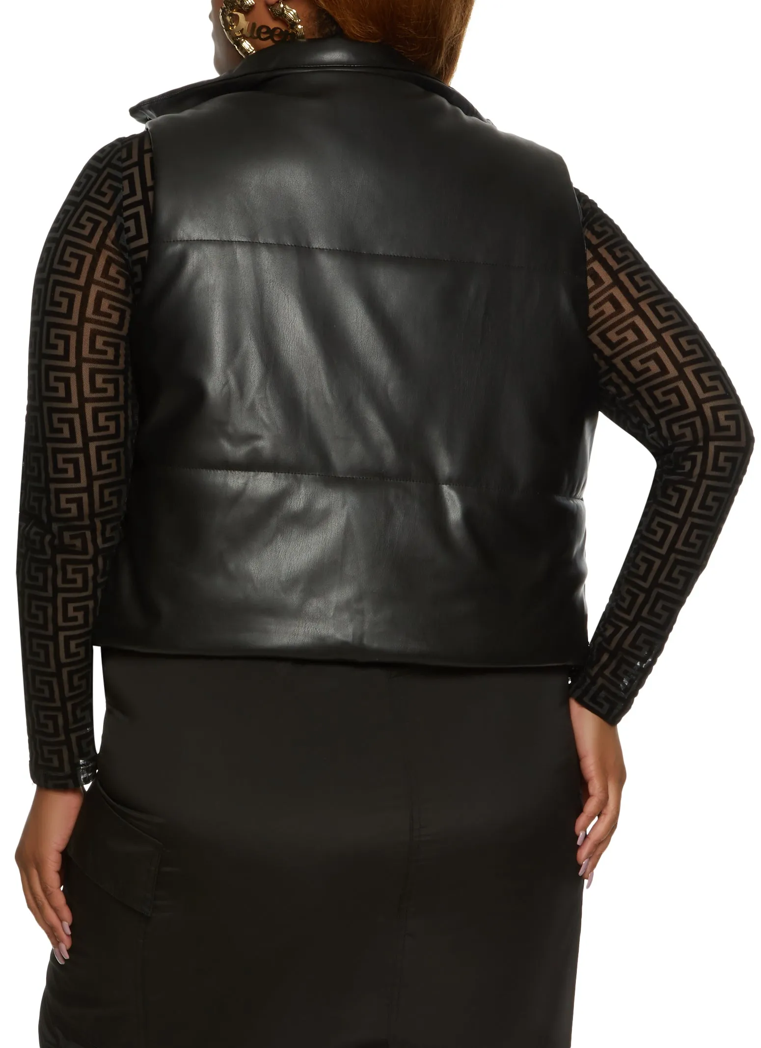 Plus Size Faux Leather Puffer Vest sold by Rainbow product image thumbnail 2