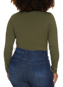 Plus Size Solid Long Sleeve Bodysuit sold by Rainbow