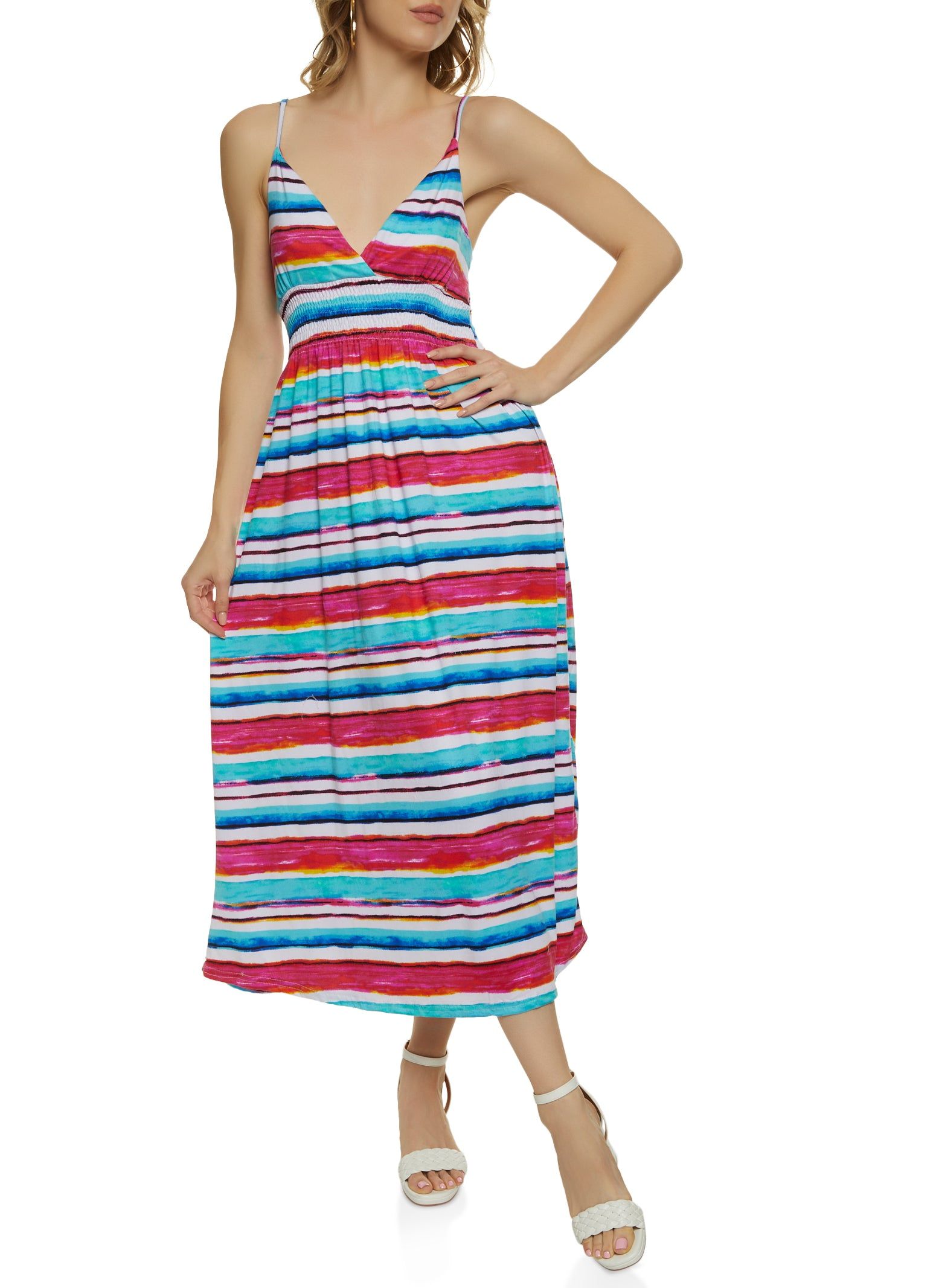Striped Smocked Waist Maxi Dress sold by Rainbow product image thumbnail 2