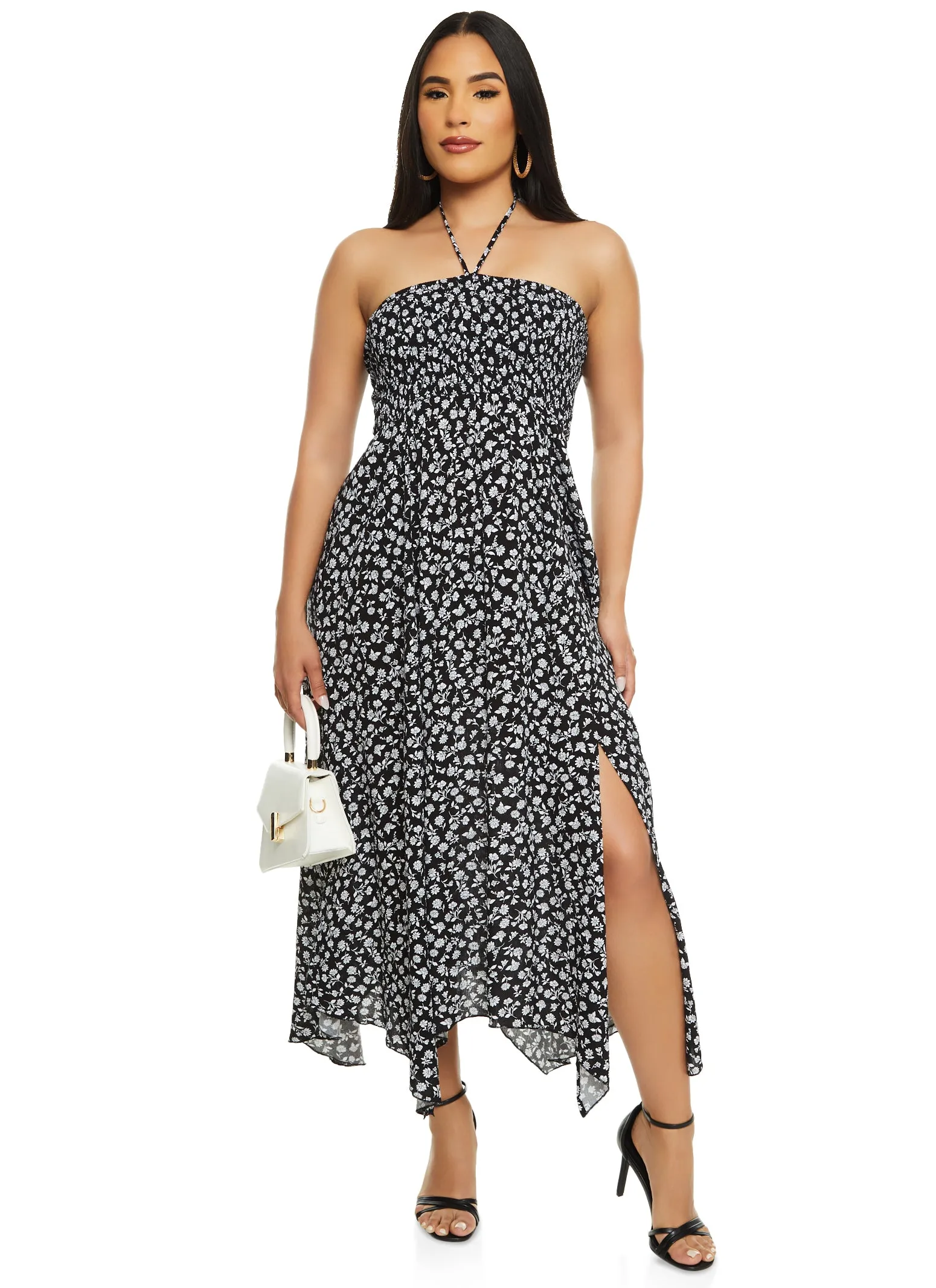 Floral Print Halter Maxi Dress sold by Rainbow