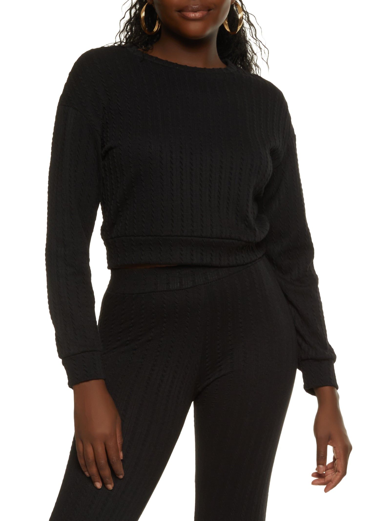 Textured Knit Pullover Sweatshirt sold by Rainbow