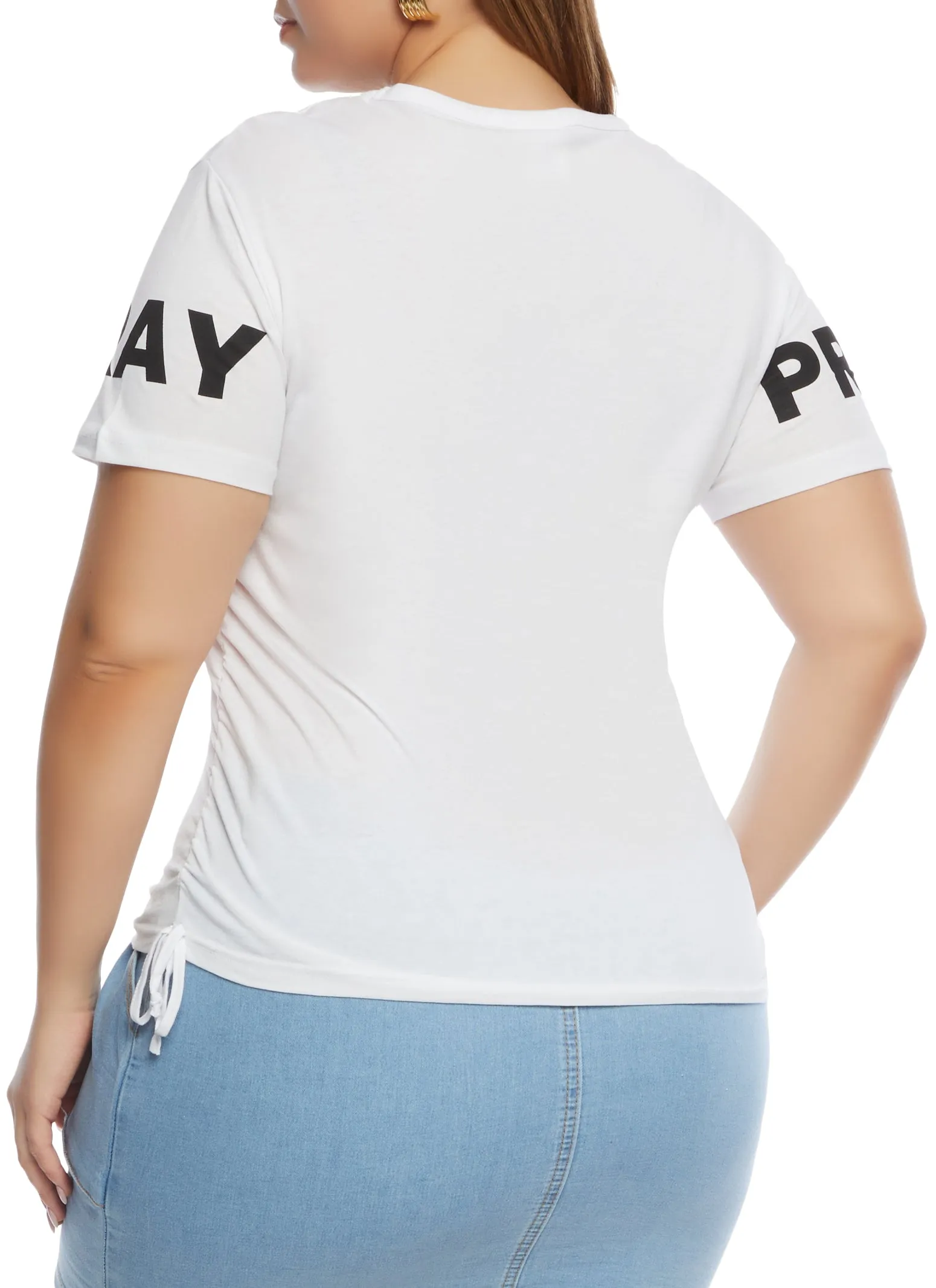 Plus Size Sequin Pray Graphic T Shirt sold by Rainbow product image thumbnail 3