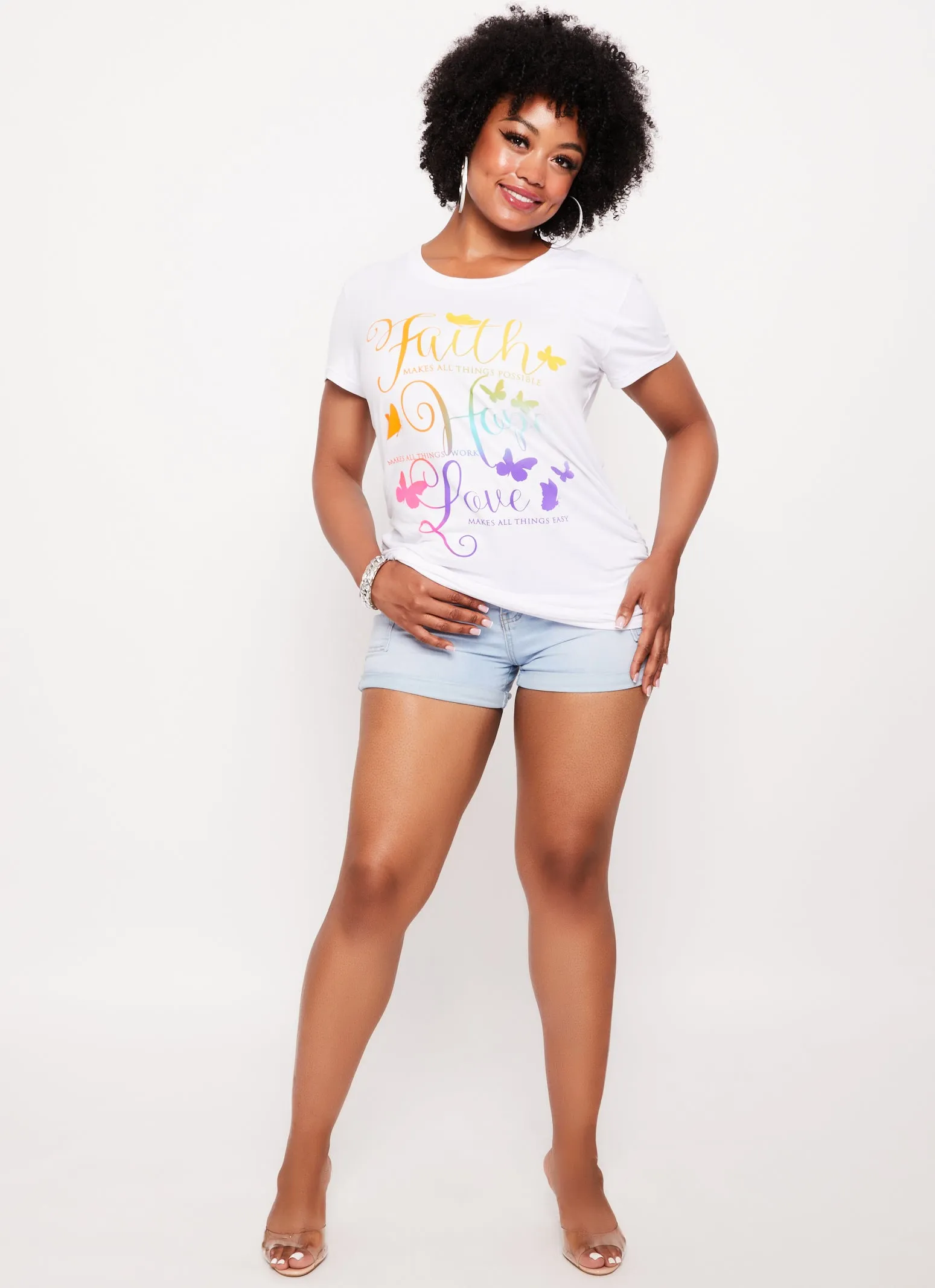 Plus Size Faith Hope Love Butterfly Graphic Tee sold by Rainbow product image thumbnail 2