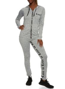 Love Graphic Zip Front Hoodie sold by Rainbow