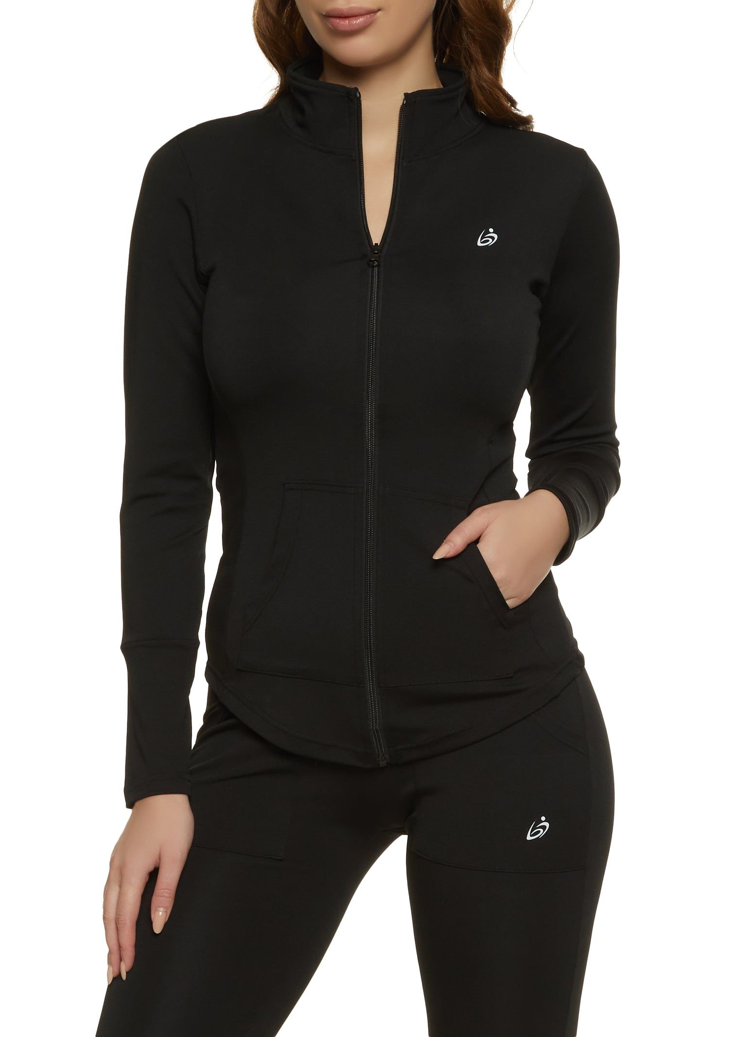 Solid Zip Front Mock Neck Track Jacket sold by Rainbow