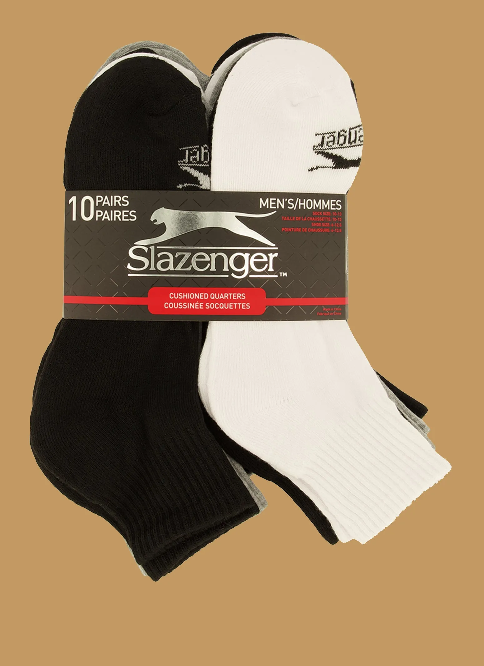 Mens Cushioned Quarter Socks 10 Pack sold by Rainbow product image thumbnail 3