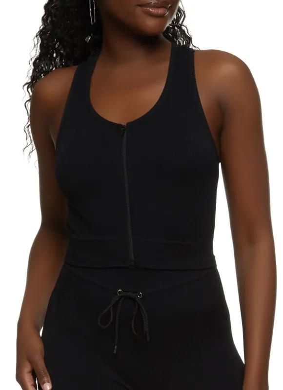 Zip Up Scoop Neck Tank Top sold by Rainbow