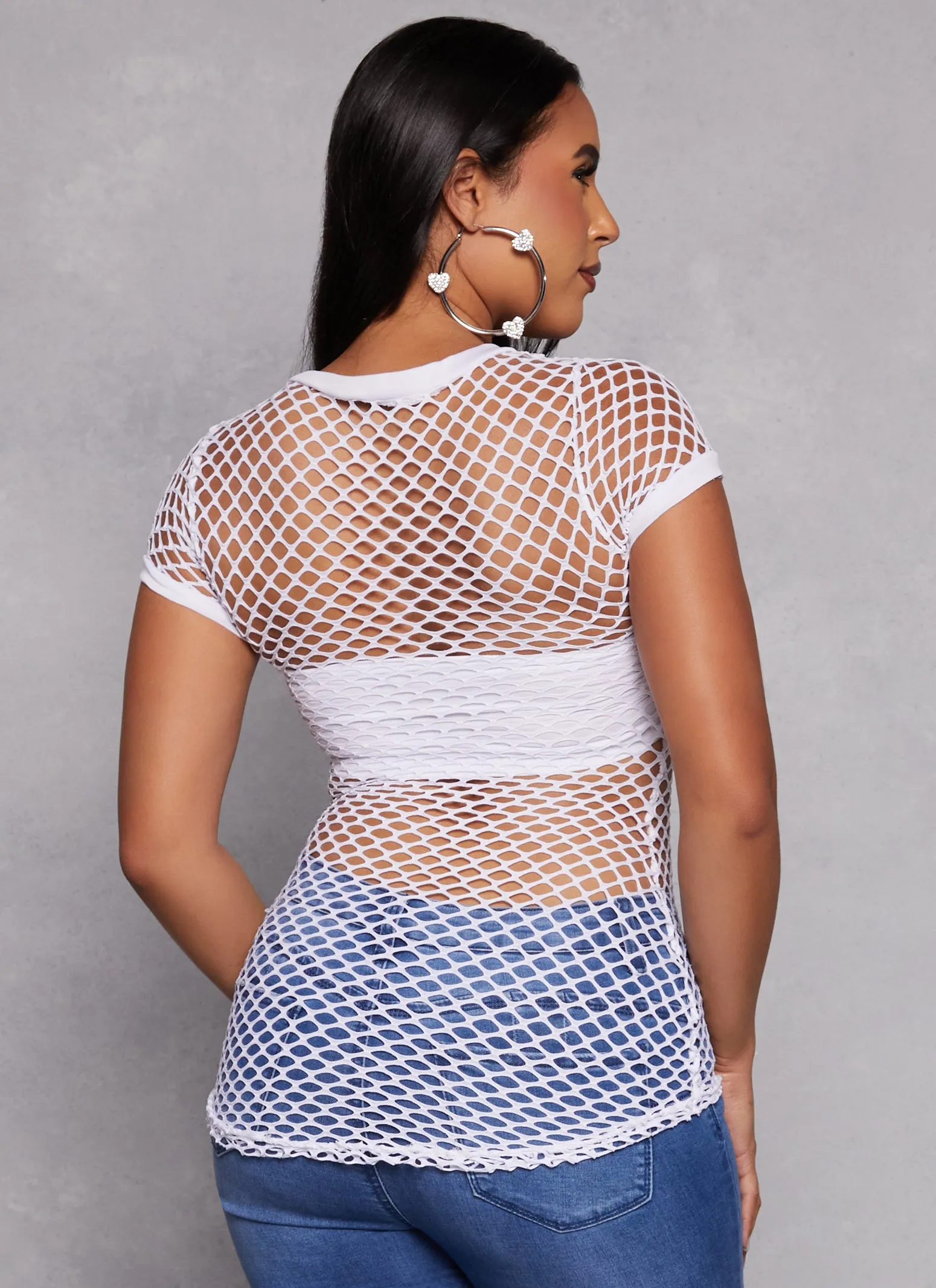 NY Rhinestone Pocket Fishnet Top sold by Rainbow product image thumbnail 3