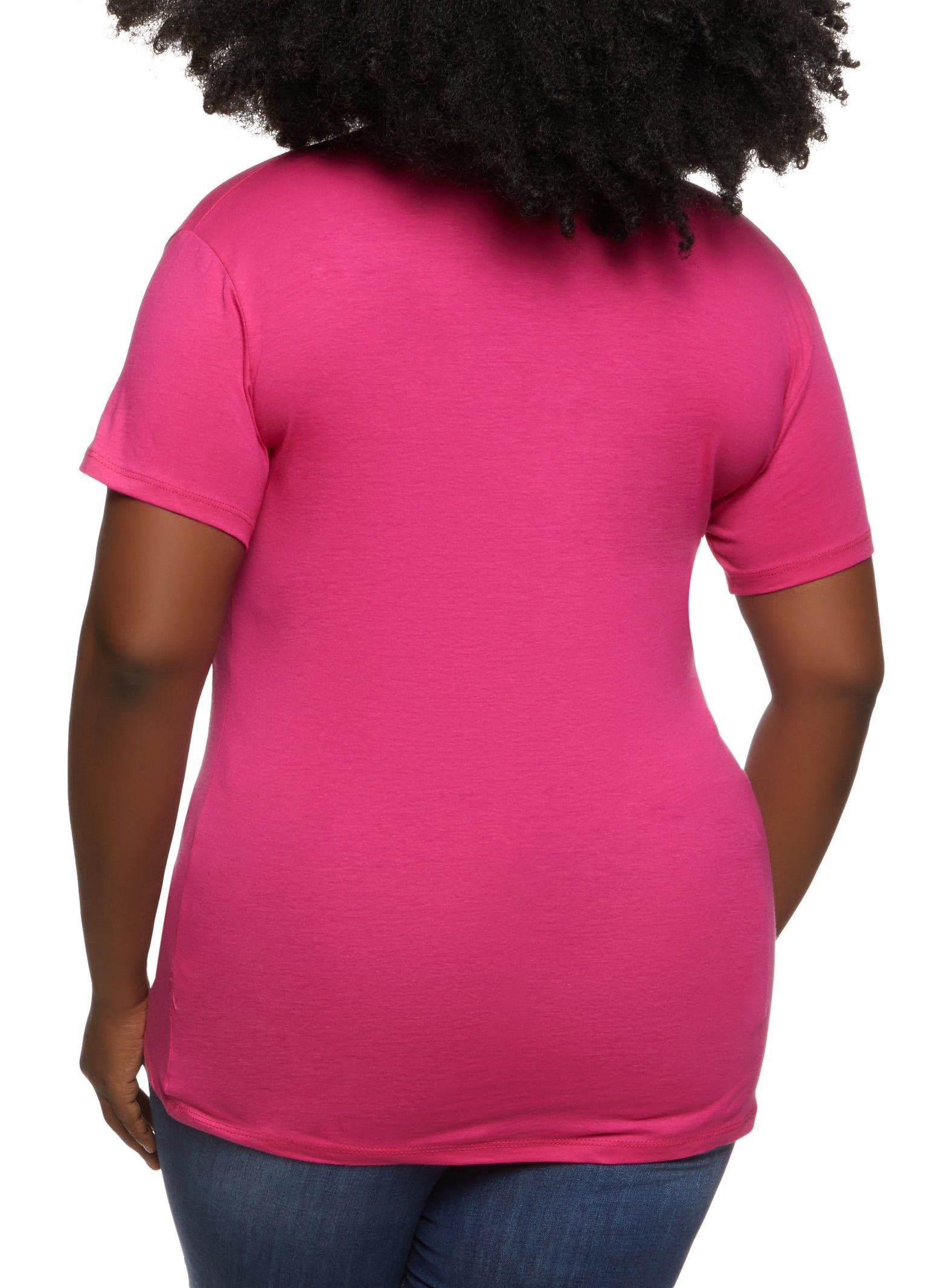 Plus Size Basic V Neck Short Sleeve T Shirt sold by Rainbow product image thumbnail 2