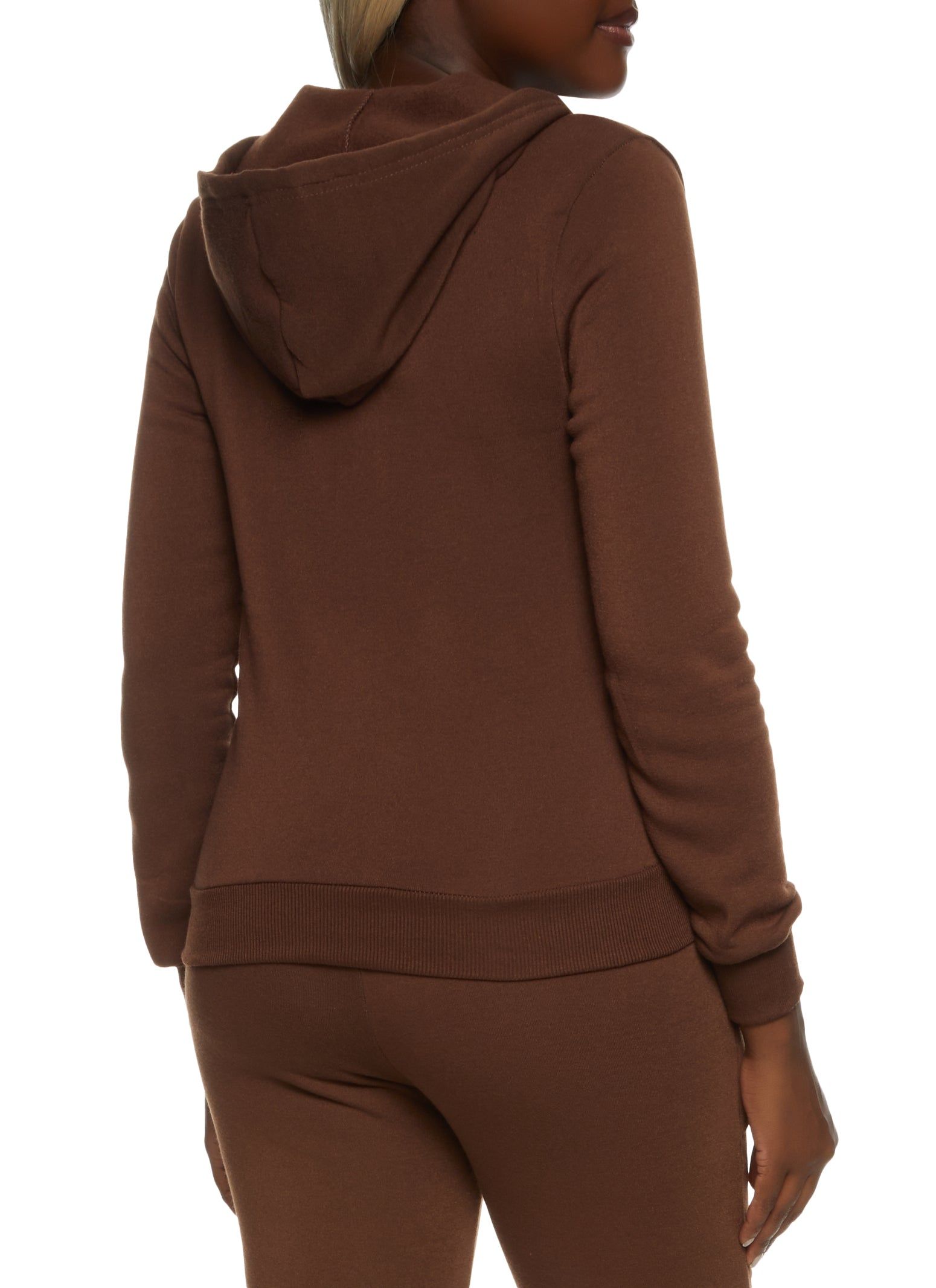 Solid Fleece Zip Front Hooded Sweatshirt sold by Rainbow product image thumbnail 3