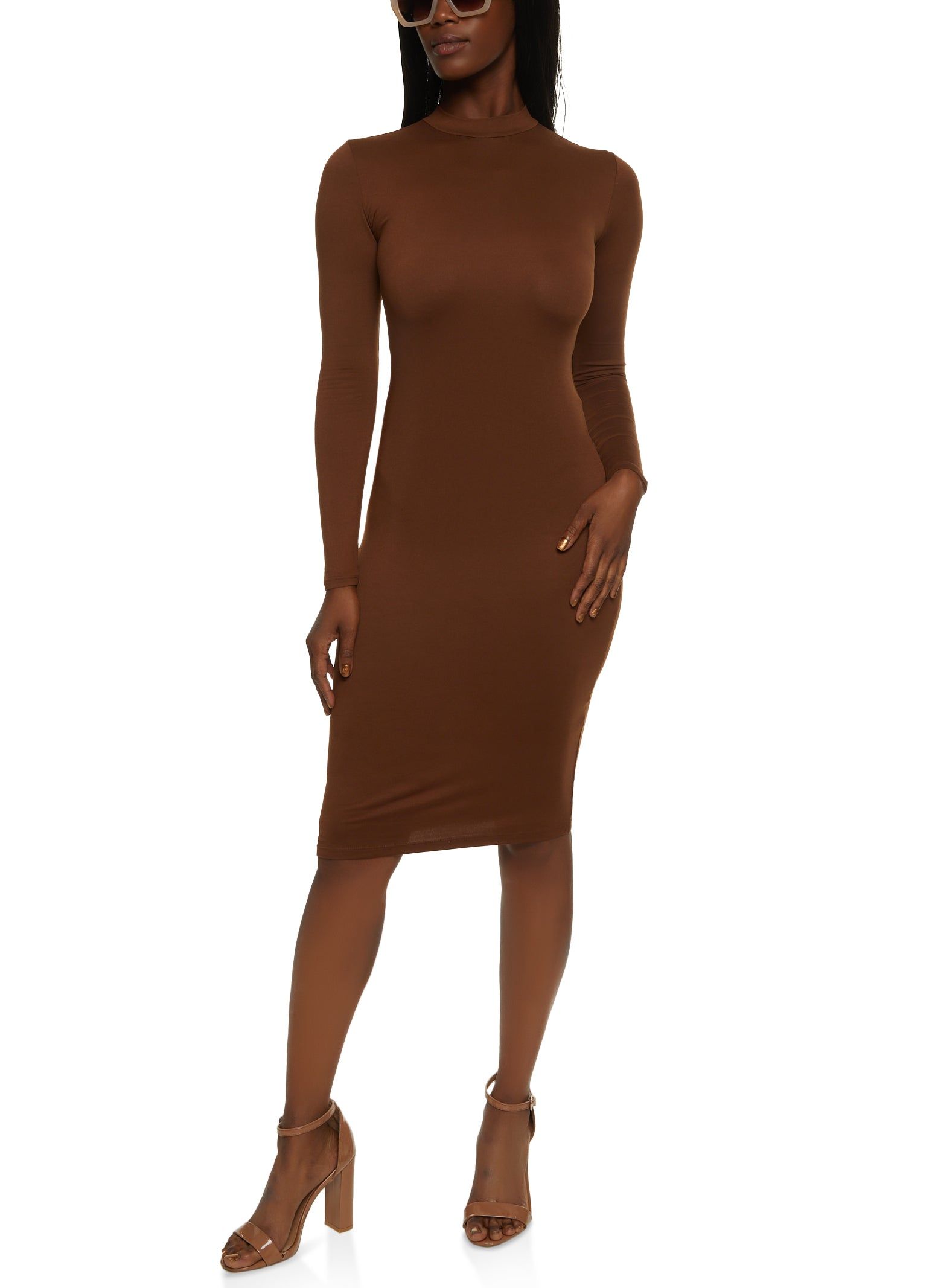 Mock Neck Long Sleeve Midi Dress sold by Rainbow product image thumbnail 2
