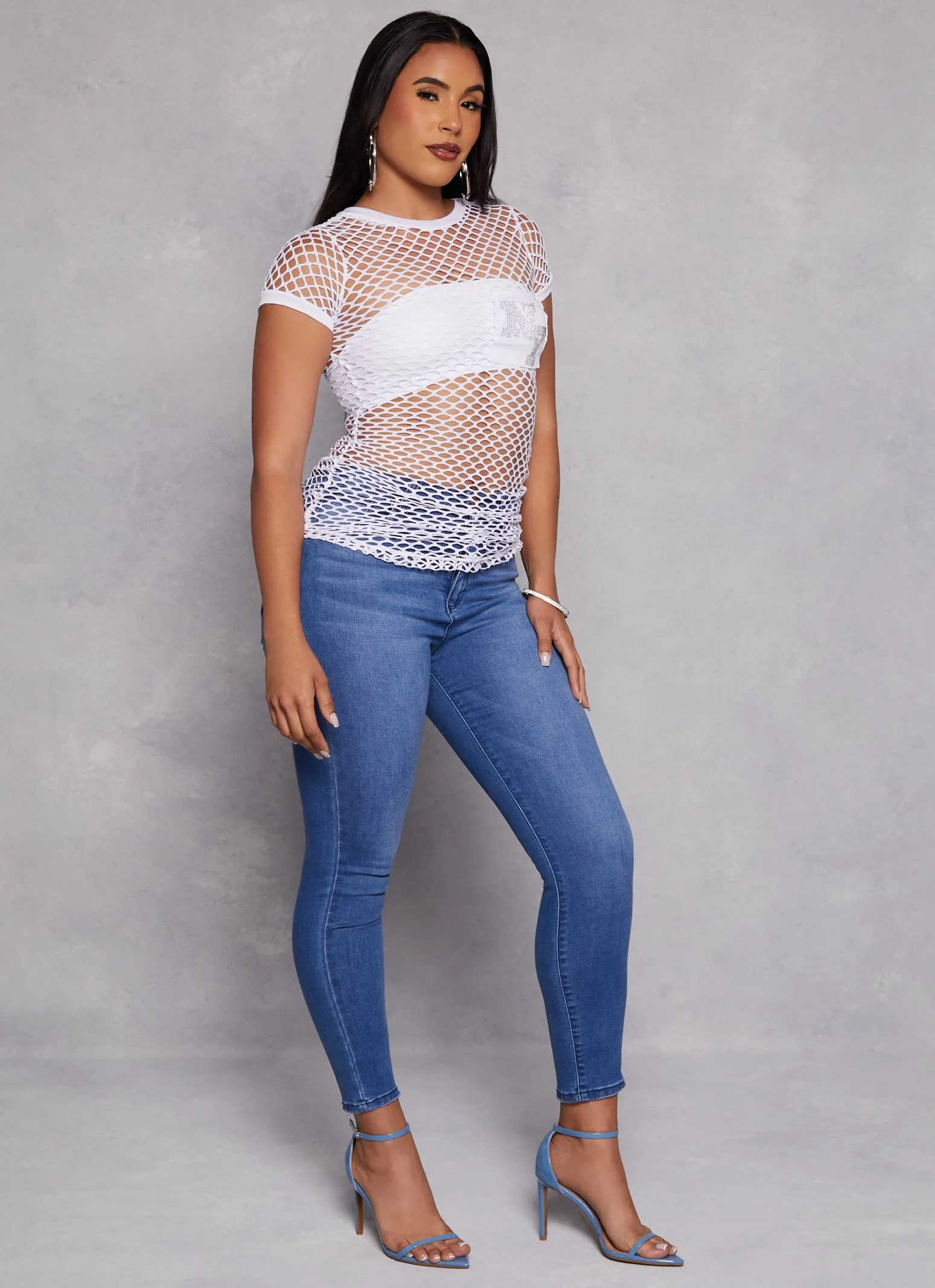 NY Rhinestone Pocket Fishnet Top sold by Rainbow product image thumbnail 2