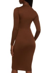 Mock Neck Long Sleeve Midi Dress sold by Rainbow