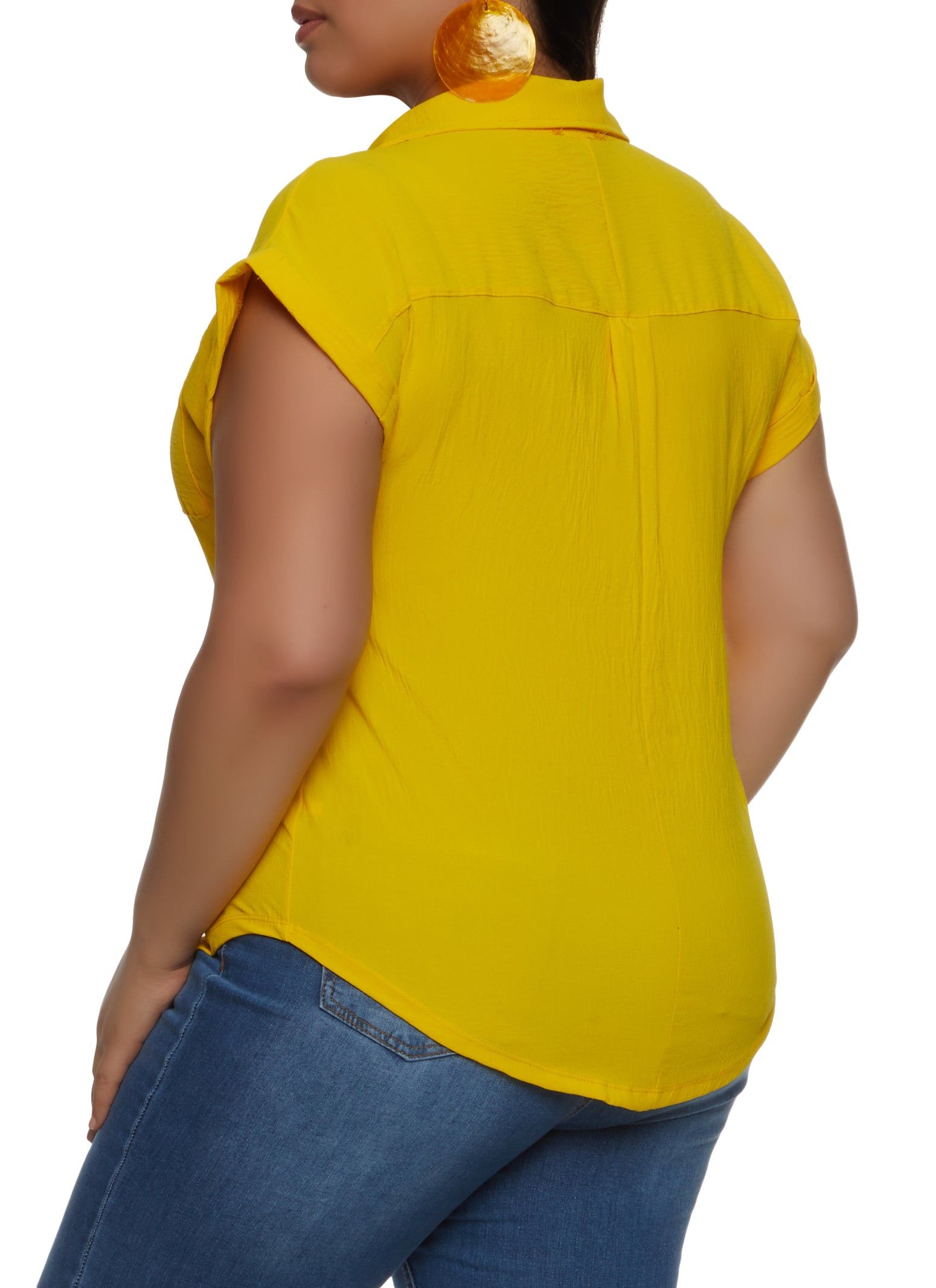 Plus Size Button Front Cap Sleeve Shirt sold by Rainbow product image thumbnail 2