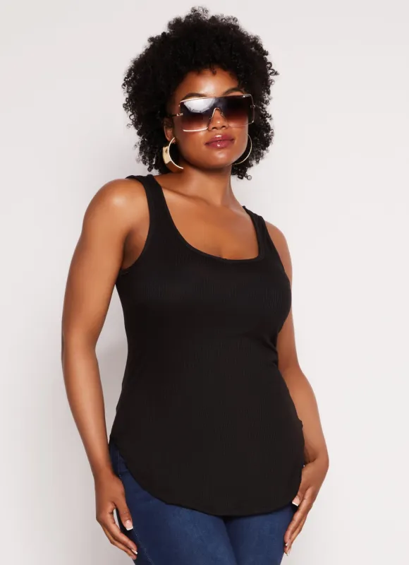 Plus Size Ribbed Scoop Neck Tank Top sold by Rainbow