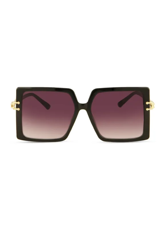 Metallic Temple Oversized Square Frame Sunglasses sold by Rainbow