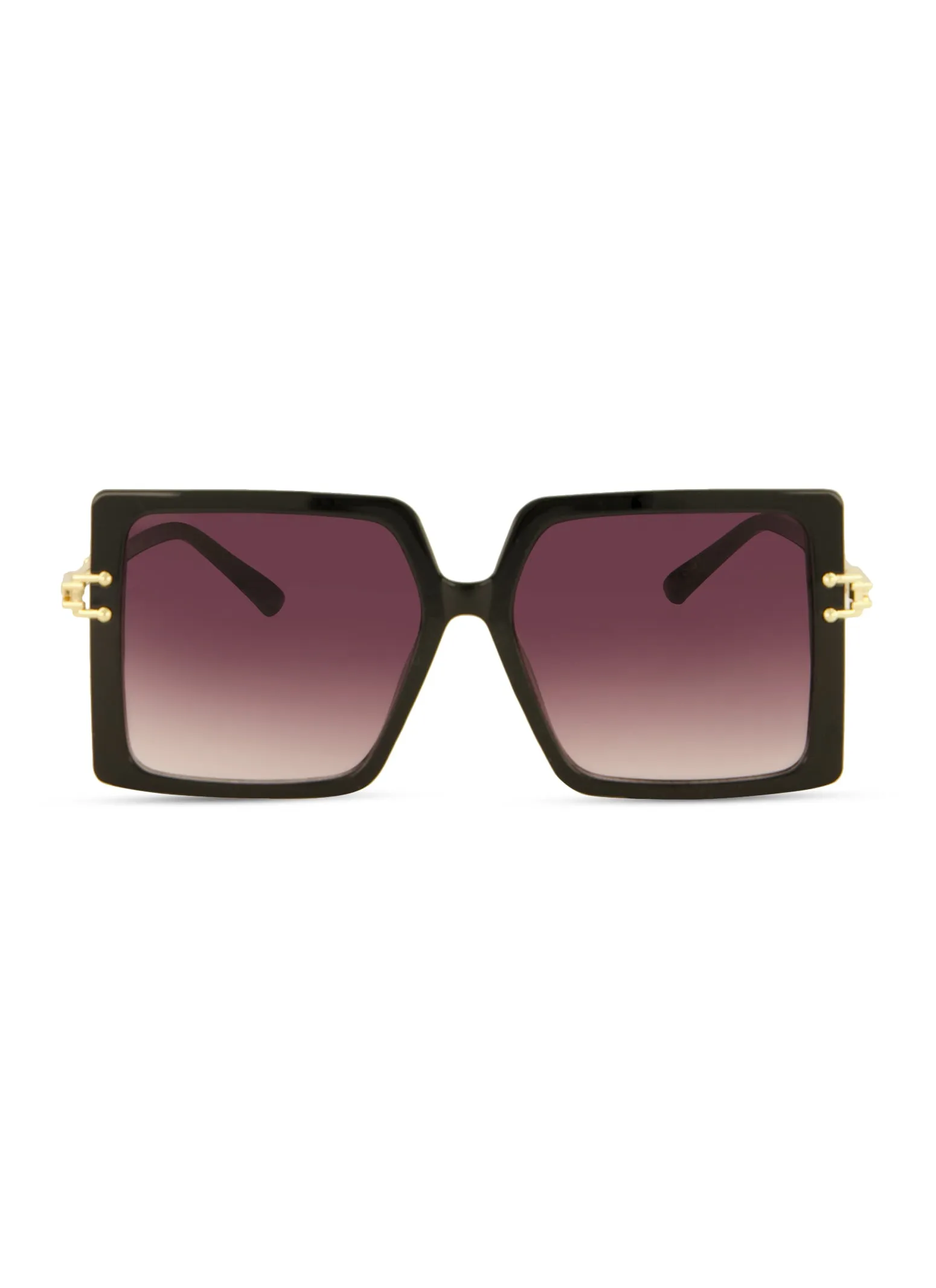 Metallic Temple Oversized Square Frame Sunglasses sold by Rainbow