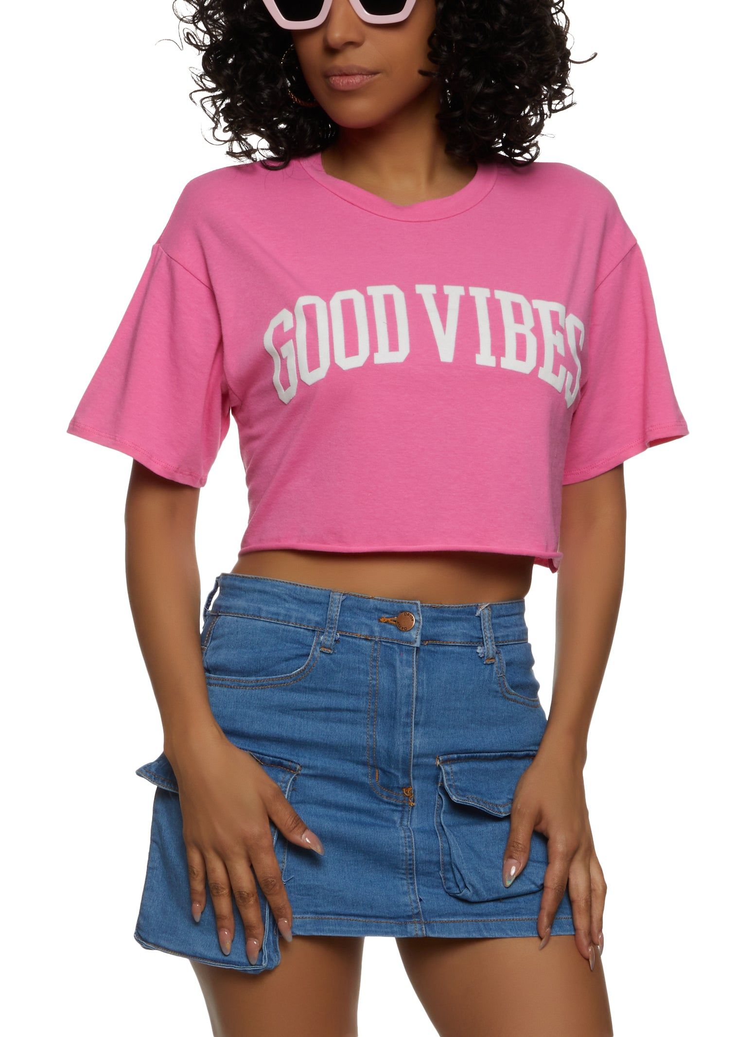 Good Vibes Graphic Cropped Tee sold by Rainbow product image thumbnail 2