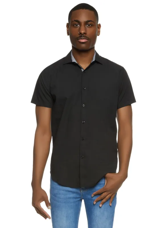 Mens Gingham Trim Detail Button Down Shirt sold by Rainbow