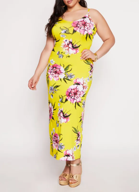 Plus Size Floral Sleeveless Maxi Dress sold by Rainbow