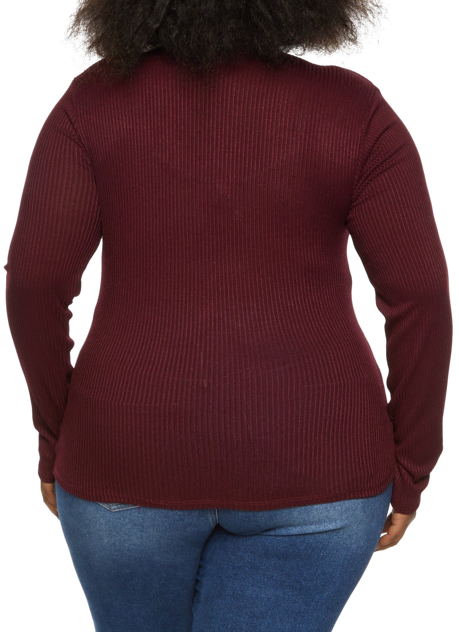 Plus Size Ribbed Knit Half Zip Top sold by Rainbow product image thumbnail 2