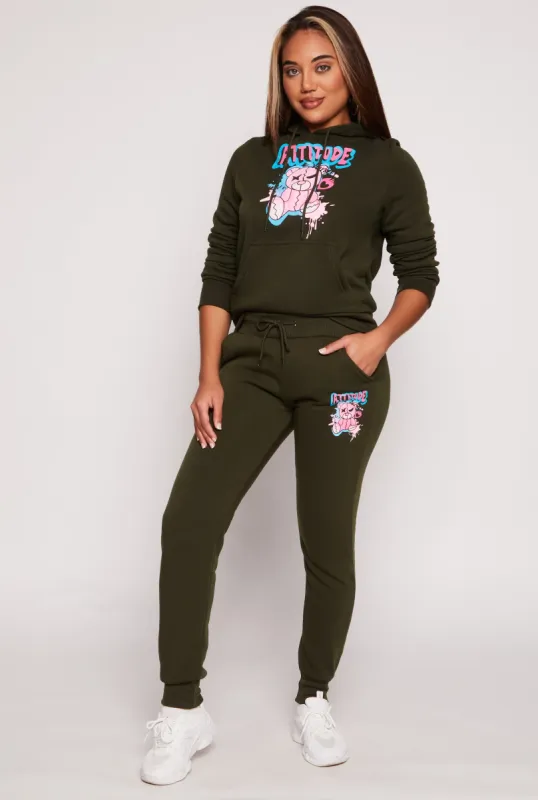 Fleece Lined Attitude Graphic Sweatpants sold by Rainbow