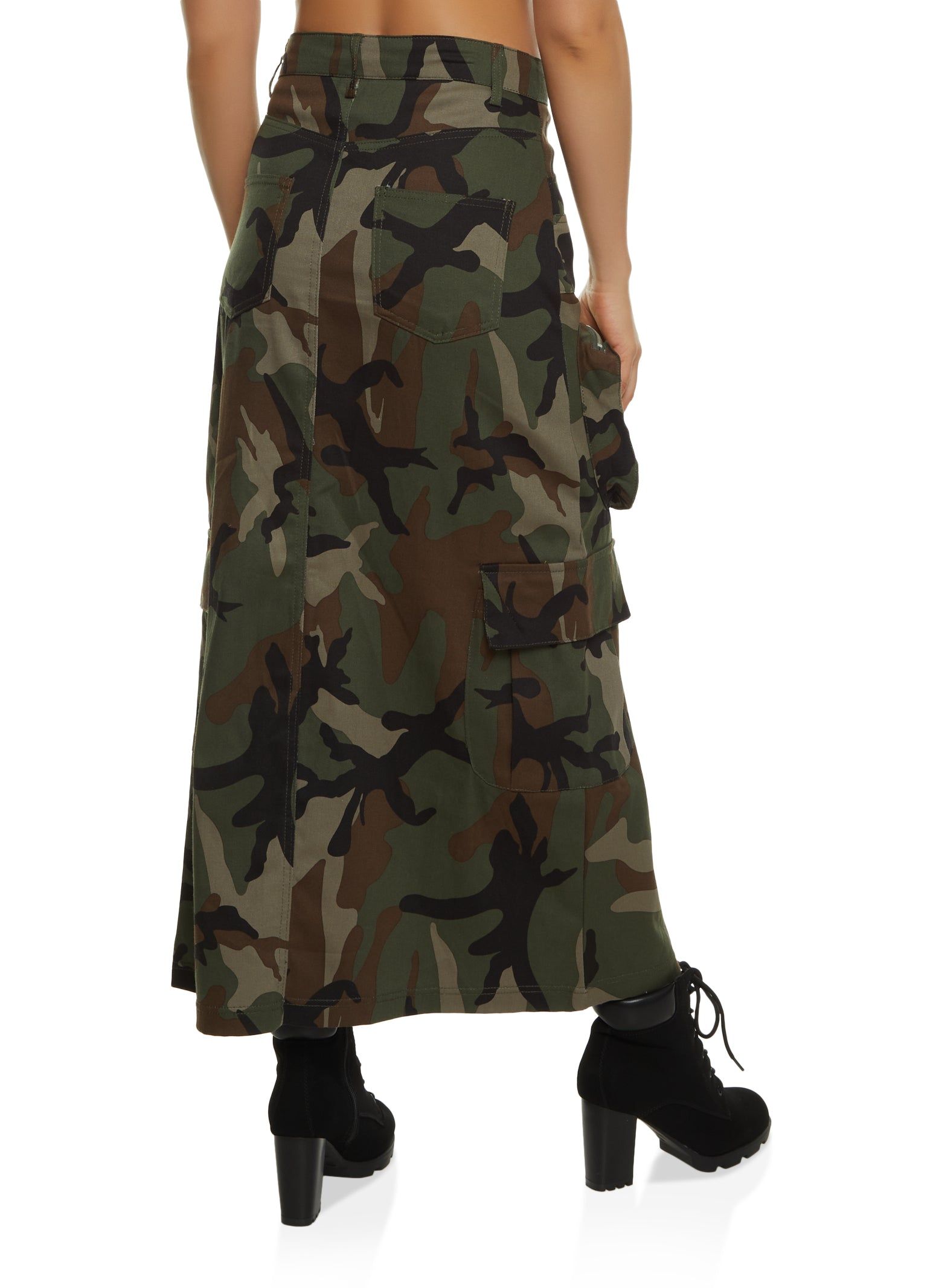 Split Hem Camo Cargo Maxi Skirt sold by Rainbow product image thumbnail 3