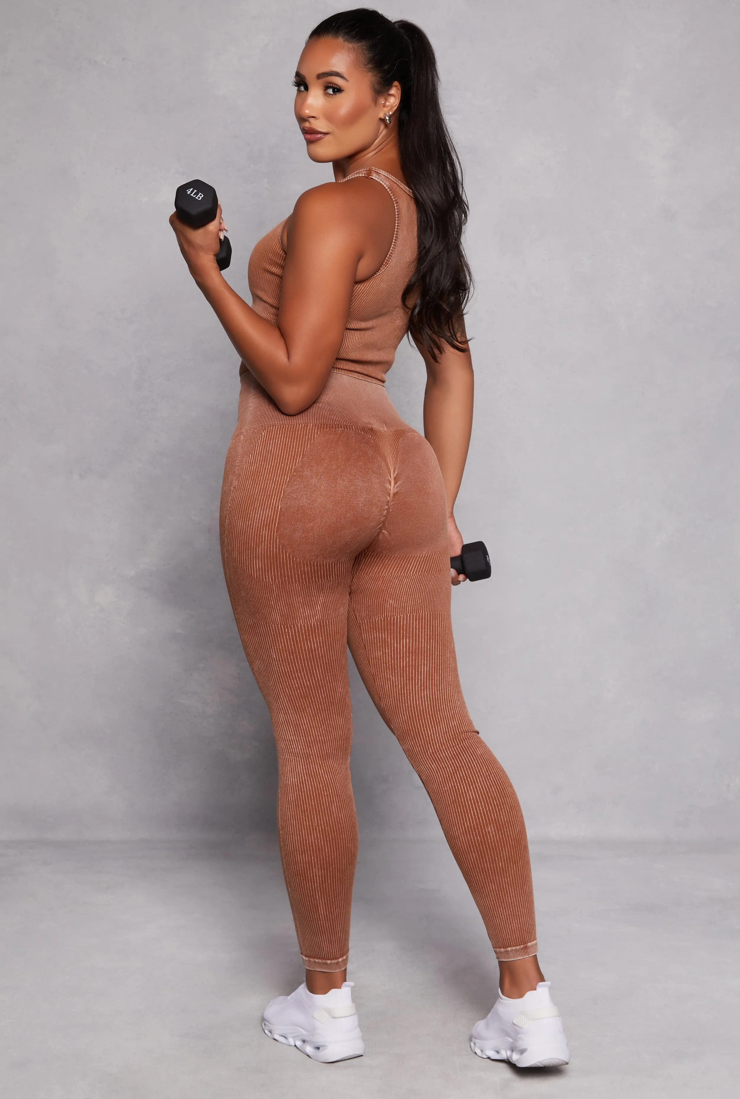 Daisy Seamless Ribbed High Waisted Leggings sold by Rainbow