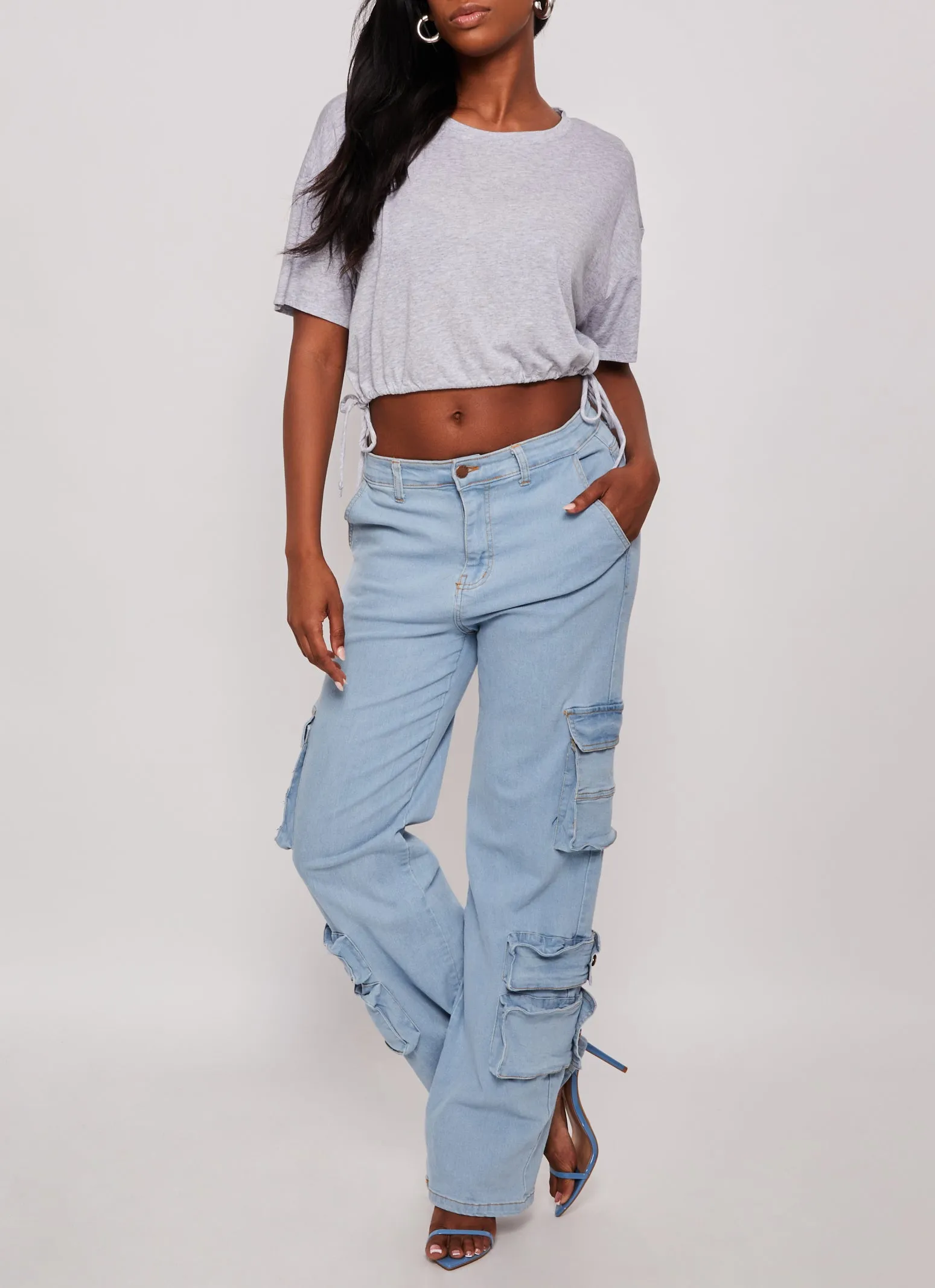 Solid Crew Neck Drawstring Hem Top sold by Rainbow product image thumbnail 2