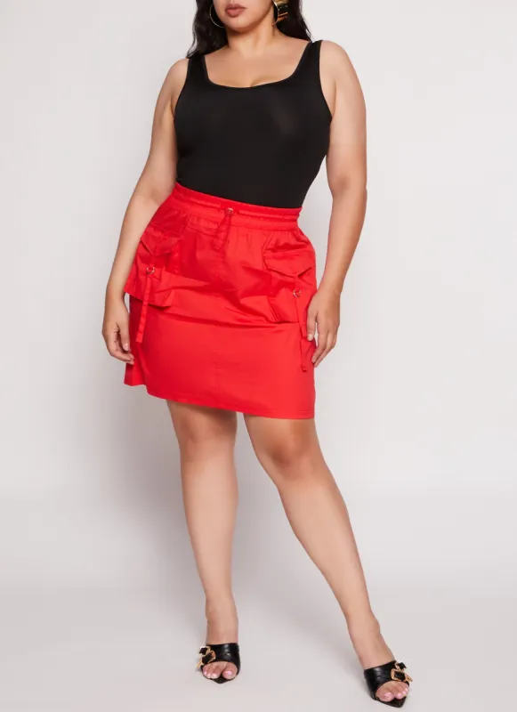 Plus Size Buckle Detail Cargo Pocket Skirt sold by Rainbow