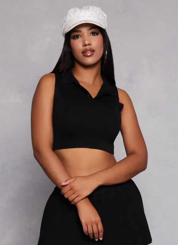 Daisy Sleeveless Cropped Polo Shirt made by Rainbow