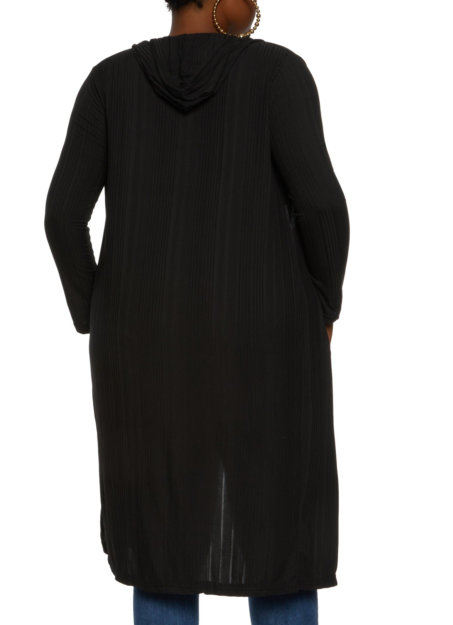 Plus Size Ribbed Knit Hooded Duster sold by Rainbow product image thumbnail 2