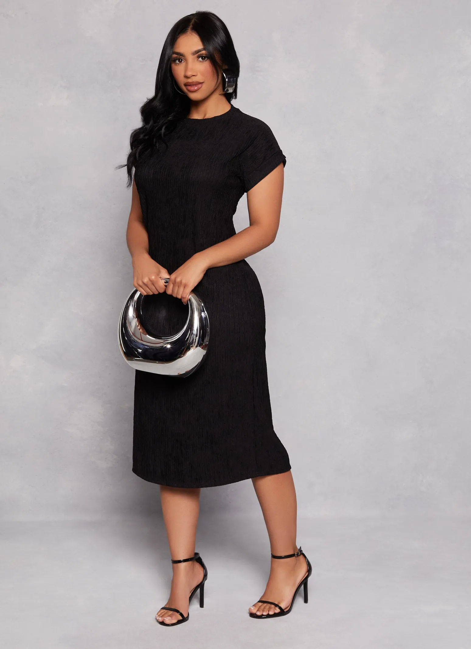 Textured Knit Crew Neck T Shirt Dress sold by Rainbow product image thumbnail 2