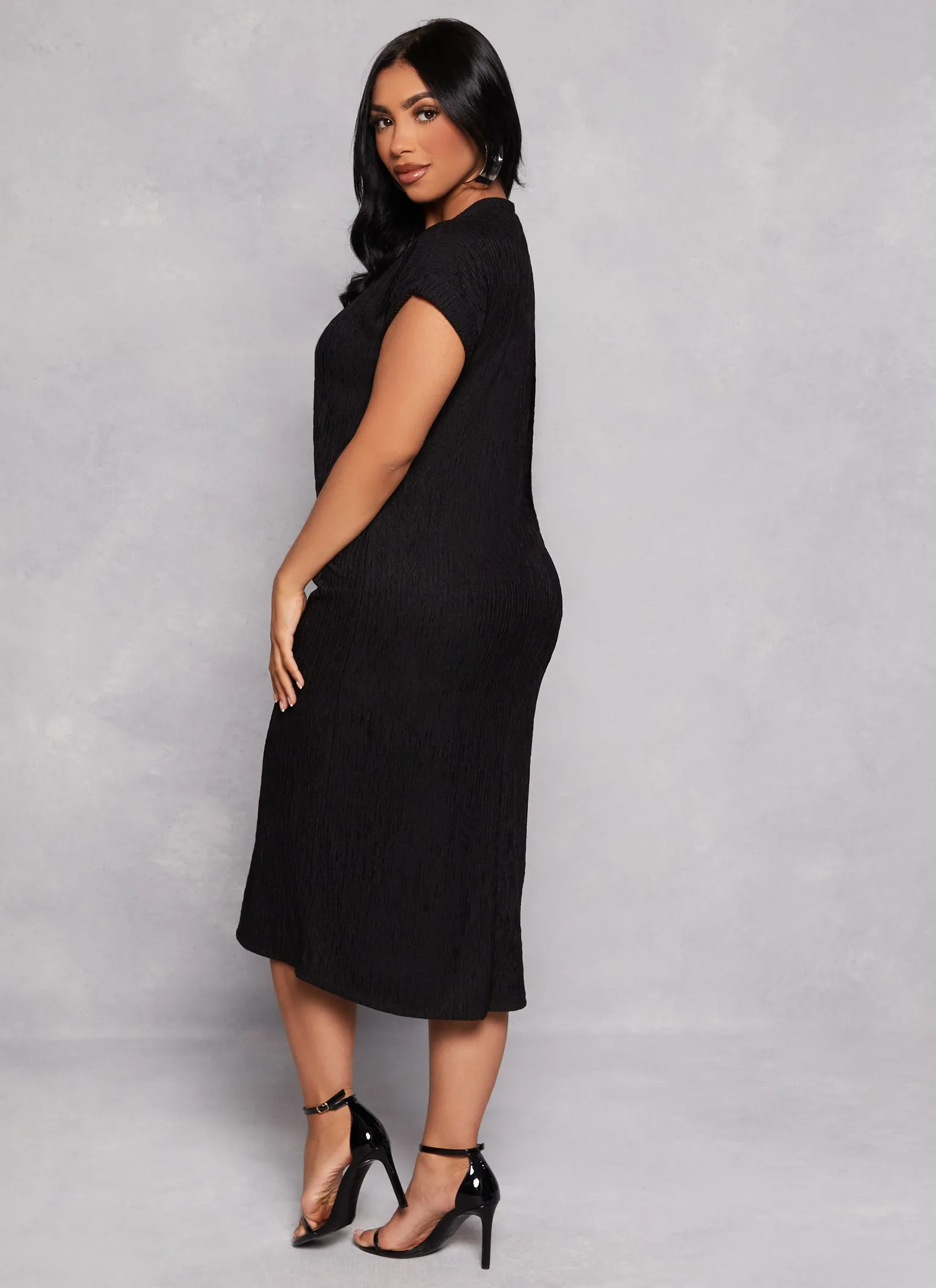 Textured Knit Crew Neck T Shirt Dress sold by Rainbow product image thumbnail 3