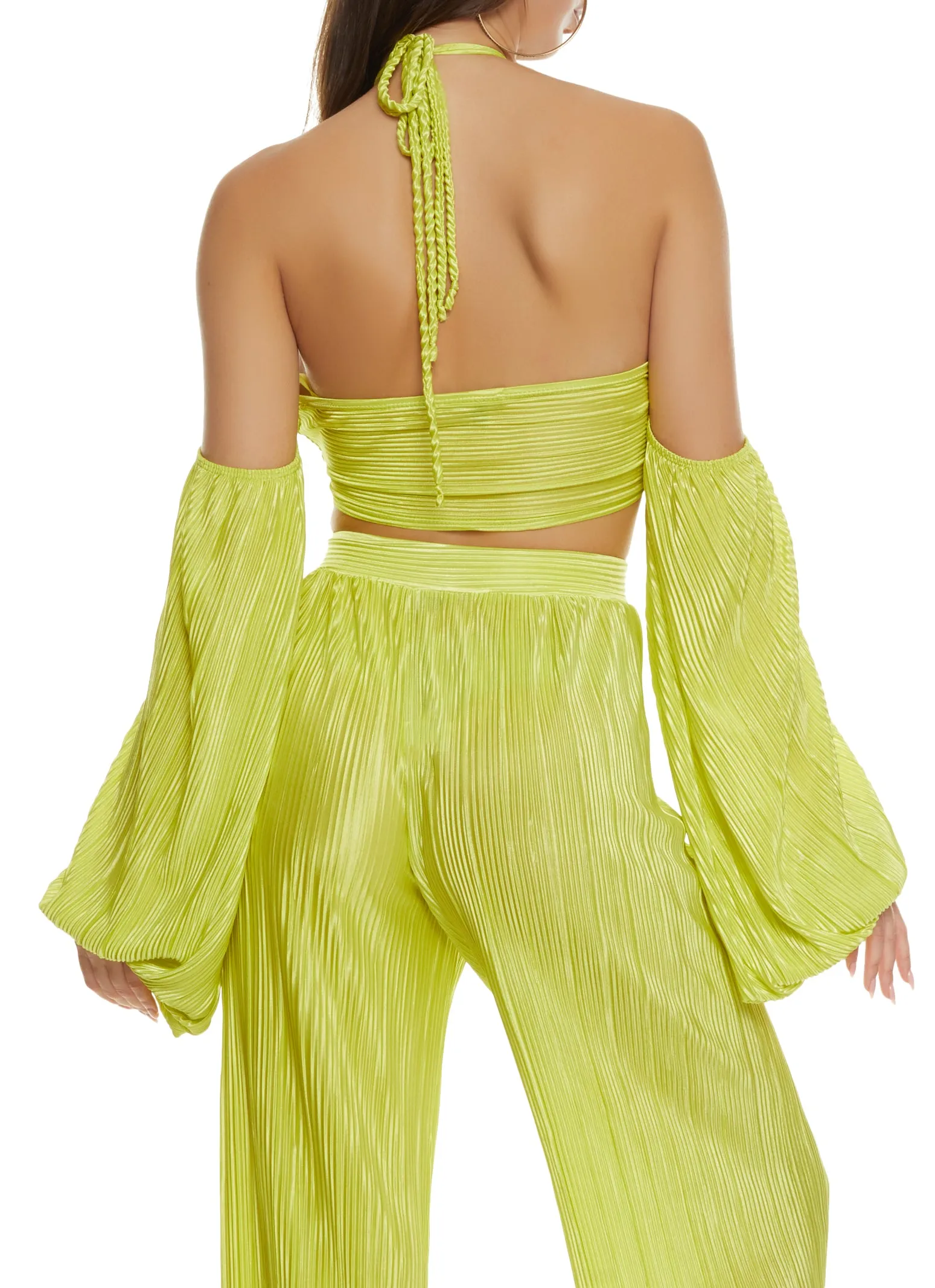 Plisse Rhinestone Detail Puff Sleeve Top sold by Rainbow product image thumbnail 3