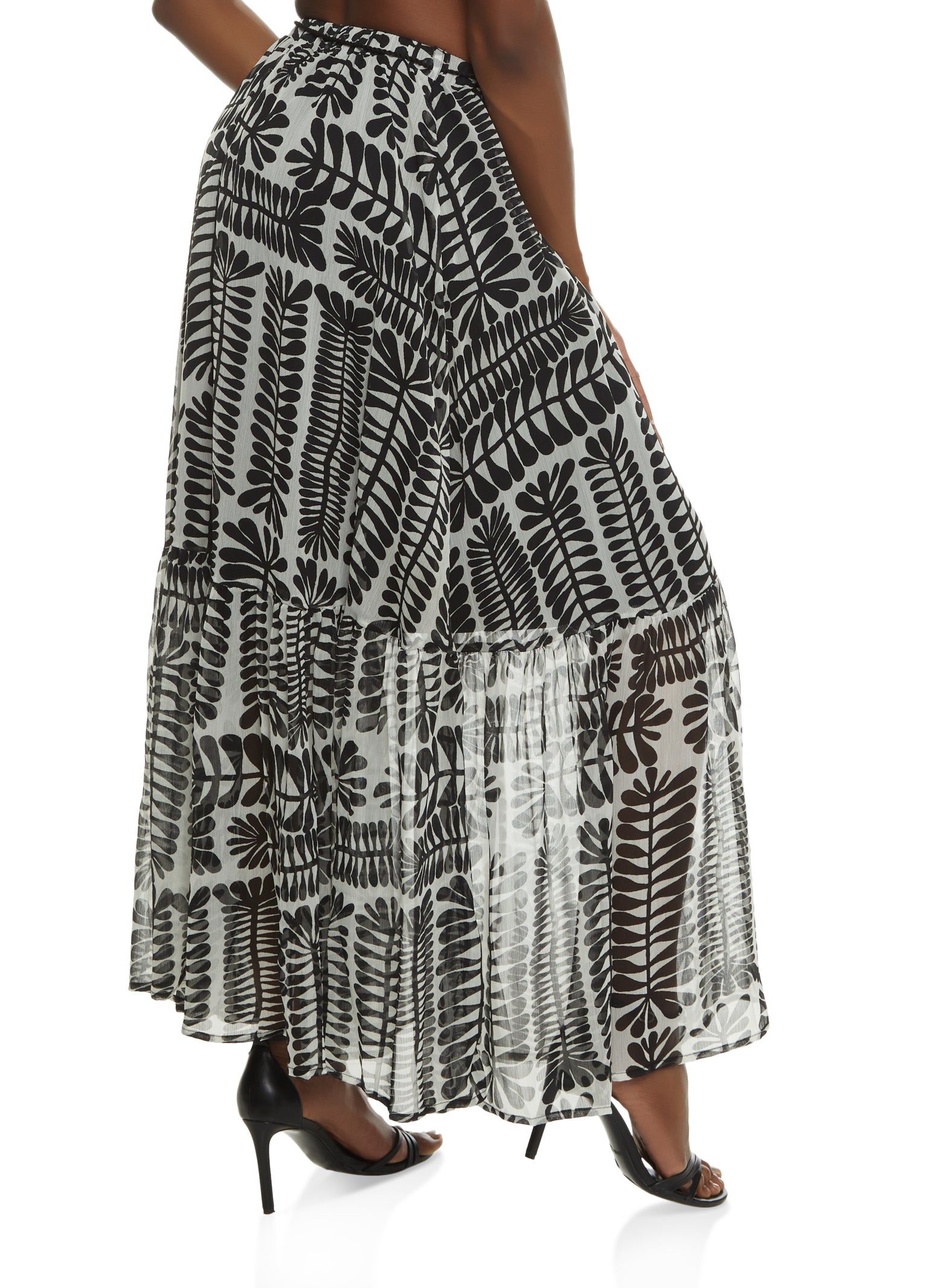 Printed Chiffon Tiered Maxi Skirt sold by Rainbow product image thumbnail 2