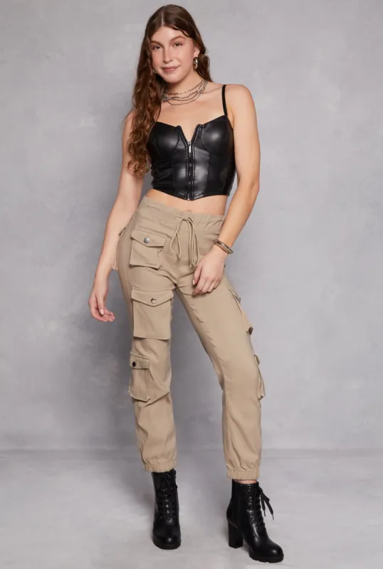 Stretch Drawstring High Waist Cargo Pants sold by Rainbow