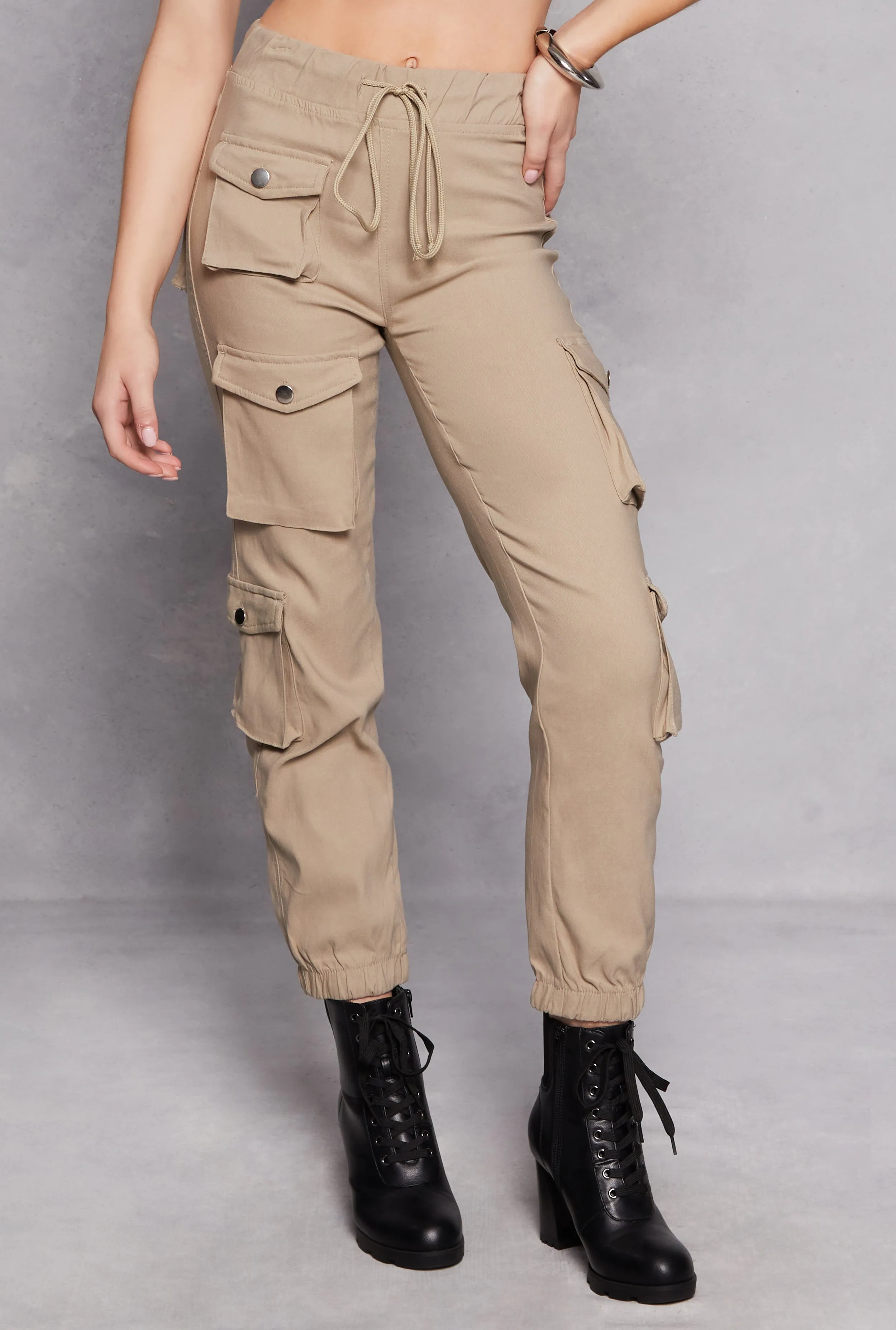 Stretch Drawstring High Waist Cargo Pants sold by Rainbow product image thumbnail 2