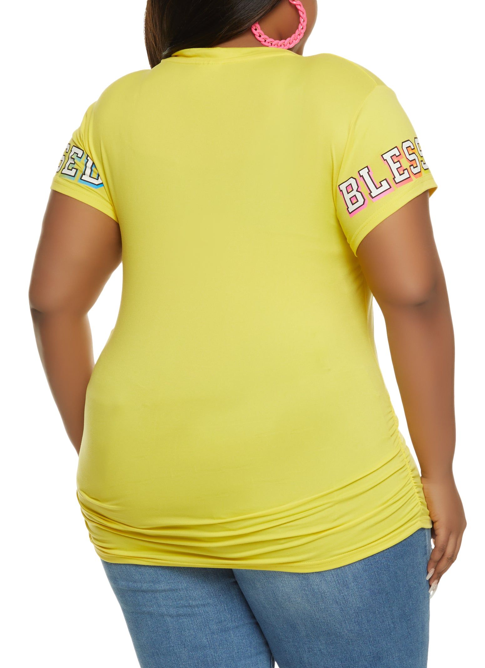Plus Size Live Your Blessed Life Ruched Graphic Tee sold by Rainbow product image thumbnail 2