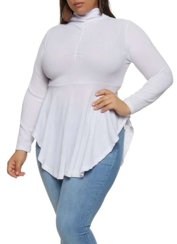 Plus Size Mock Neck Babydoll Sweater sold by Rainbow