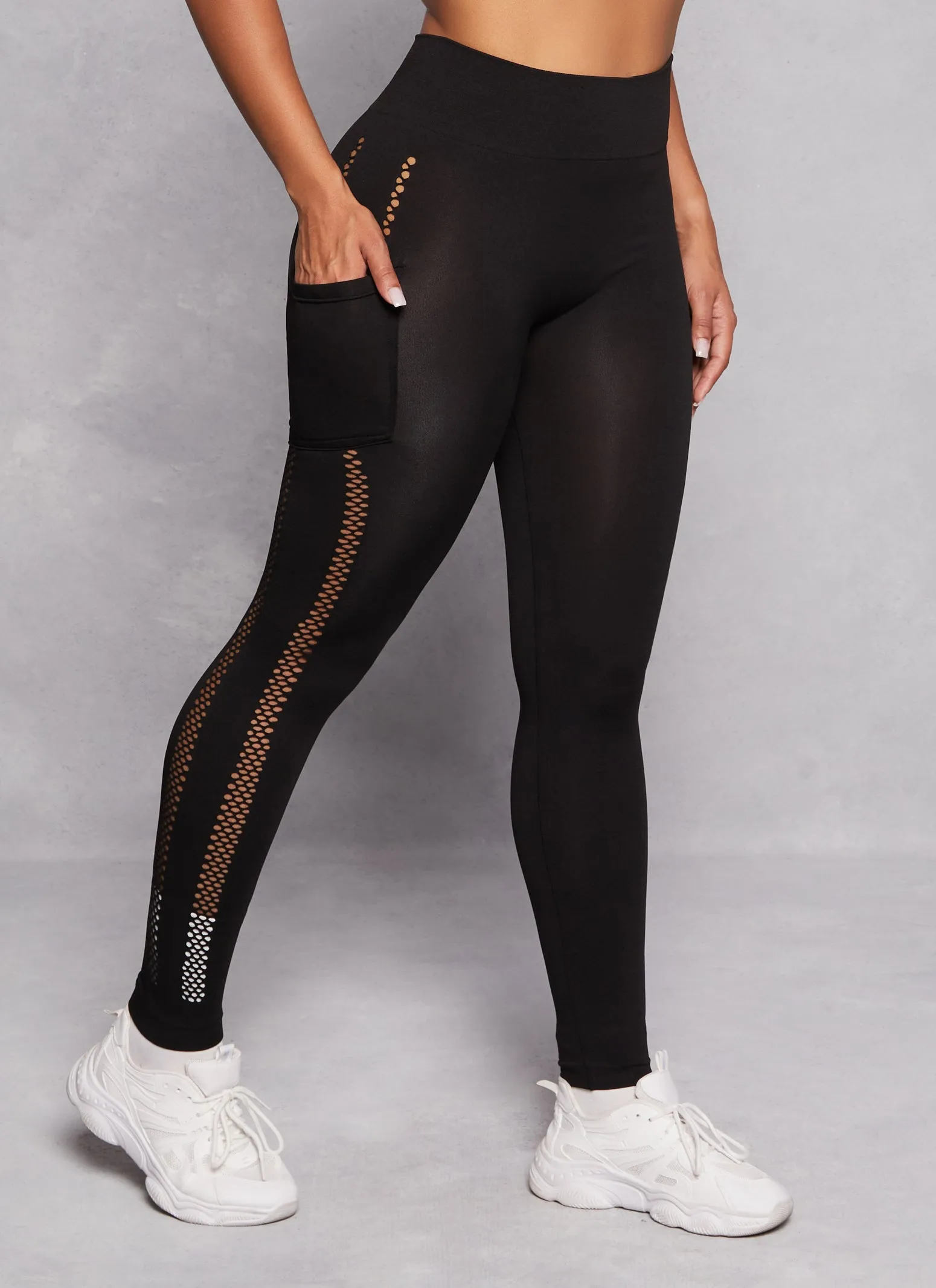 Fishnet Detail Cell Phone Pocket Leggings sold by Rainbow product image thumbnail 2