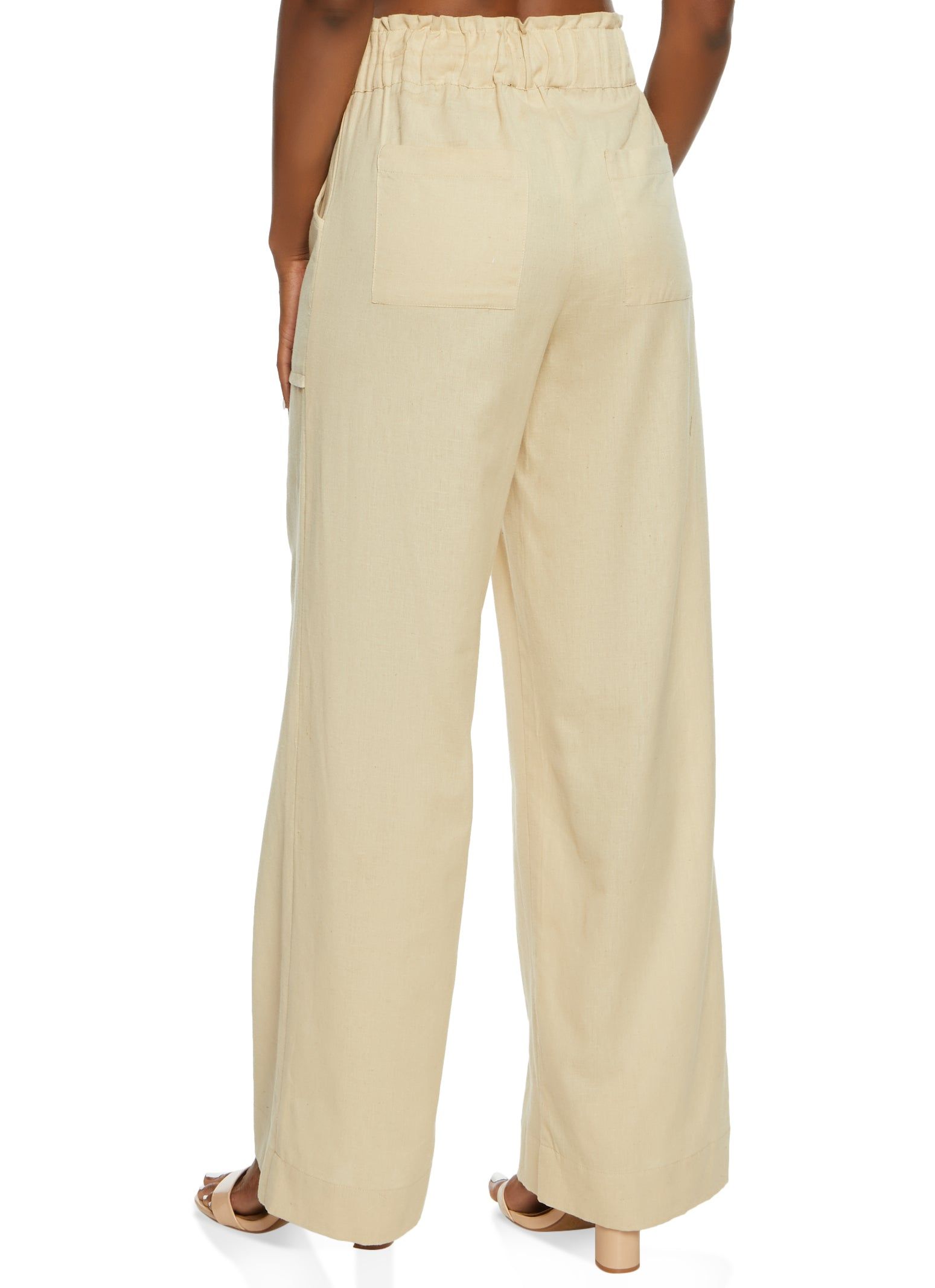 Linen Drawstring High Waist Wide Leg Pants sold by Rainbow product image thumbnail 2